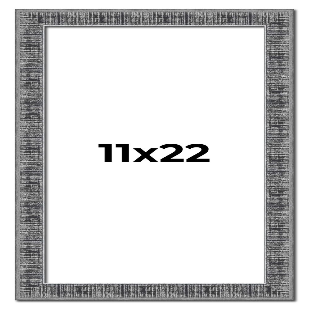 CustomPictureFrames.com 11x22 Frame Silver Black Rustic Sonoma Solid Wood Picture Frame | 1.5 Inch Moulding Width | Complete with UV Acrylic Plexiglass, Foam Board Backing & Hanging Hardware Included