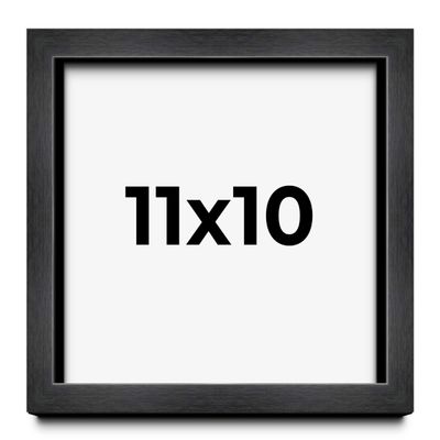 11x10 Frame Black Charcoal Grey Wood Textured Picture Frame | 0.75 Inch Moulding Width | Gunmetal Grey Solid Wood Frame Complete with UV Acrylic Plexiglass, Foam Board Backing & Hanging Hardware