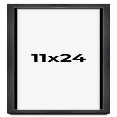 11x24 Frame Black Charcoal Grey Wood Textured Picture Frame | 0.75 Inch Moulding Width | Gunmetal Grey Solid Wood Frame Complete with UV Acrylic Plexiglass, Foam Board Backing & Hanging Hardware