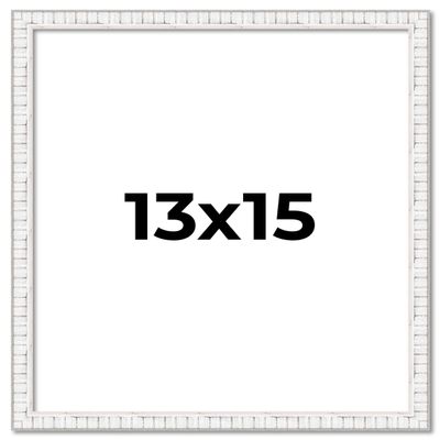 13x15 Frame White Distressed Solid Wood Picture Frame Width 0.75 Inches | Interior Depth 0.5 Inches | Kingsley White Frame Complete with UV Acrylic, Foam Board Backing & Hanging Hardware