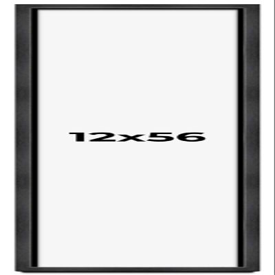 12x56 Frame Black Charcoal Grey Wood Textured Picture Frame | 0.75 Inch Moulding Width | Gunmetal Grey Solid Wood Frame Complete with UV Acrylic Plexiglass, Foam Board Backing & Hanging Hardware