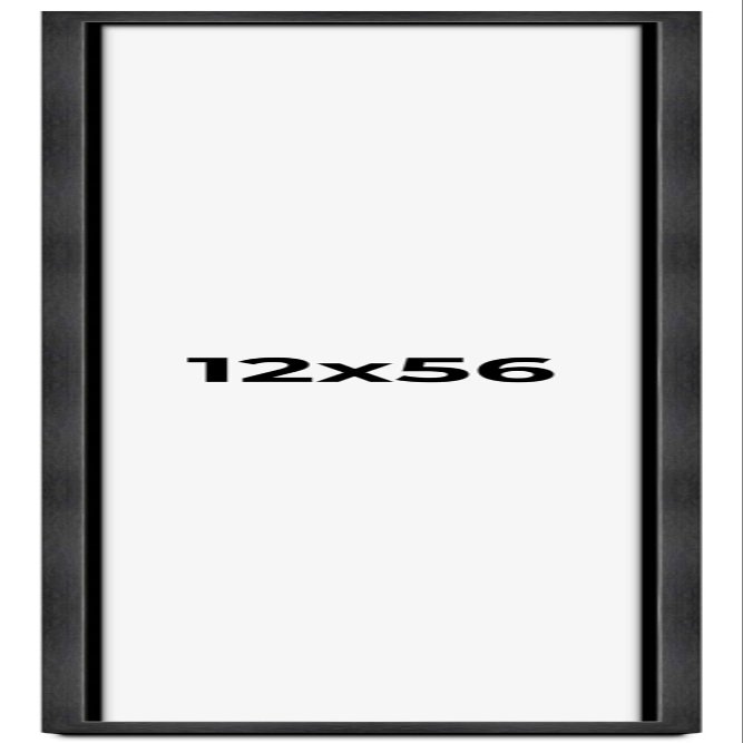 12x56 Frame Black Charcoal Grey Wood Textured Picture Frame | 0.75 Inch Moulding Width | Gunmetal Grey Solid Wood Frame Complete with UV Acrylic Plexiglass, Foam Board Backing & Hanging Hardware