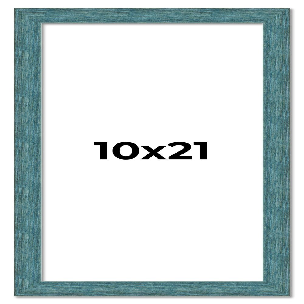 10x21 Frame Blue Rustic Barnwood Solid Wood Picture Frame Width 1.25 Inches | Interior Depth 0.5 Inches | Gustav Blue Frame Complete with UV Acrylic, Foam Board Backing & Hanging Hardware