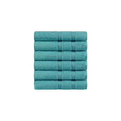6-Piece Soft and Fluffy Plush, Highly Absorbent, Turquoise Bath Hand Towels 14 in. L X 10 in. W Size, Cotton Material, Machine Washable, Quick Dry | All Season Blue Shade, Extra Absorbent, Durable