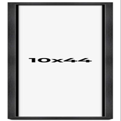 10x44 Frame Black Charcoal Grey Wood Textured Picture Frame | 0.75 Inch Moulding Width | Gunmetal Grey Solid Wood Frame Complete with UV Acrylic Plexiglass, Foam Board Backing & Hanging Hardware