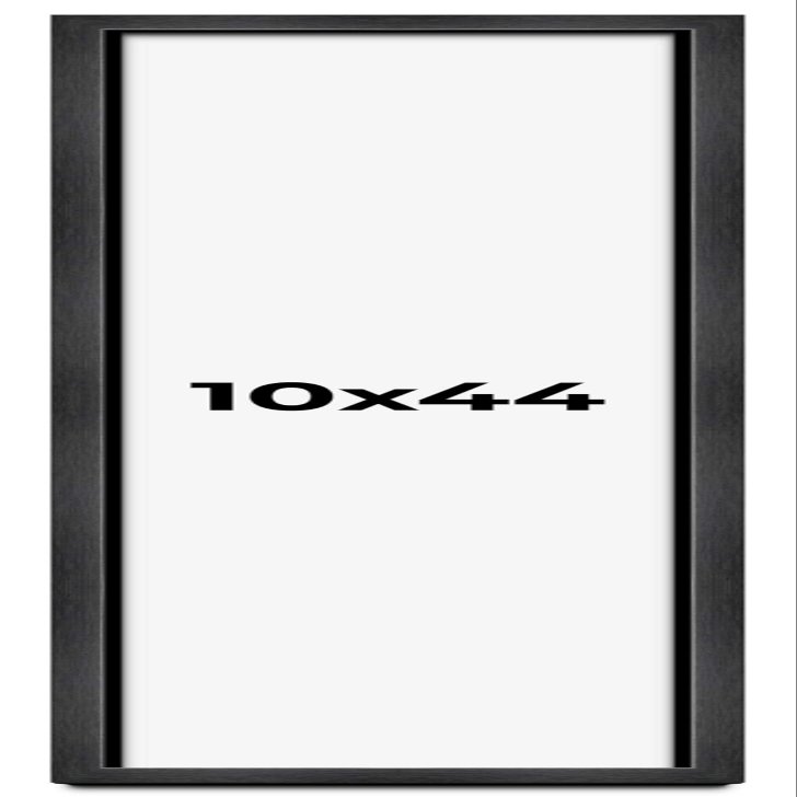 10x44 Frame Black Charcoal Grey Wood Textured Picture Frame | 0.75 Inch Moulding Width | Gunmetal Grey Solid Wood Frame Complete with UV Acrylic Plexiglass, Foam Board Backing & Hanging Hardware