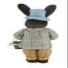 19" Orange & Blue Plaid Mahogany Brown Bunny Rabbit Spring Easter Collectible Home Dcor Figurine Decoration 402013 view 4