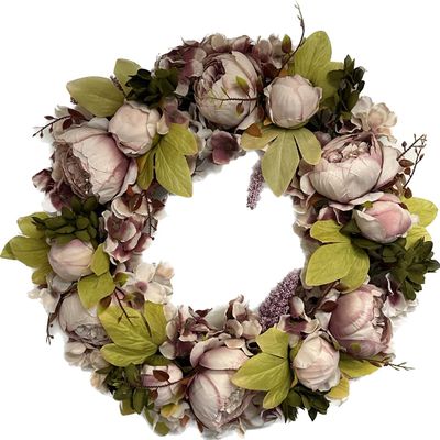 16" Peony Wreath Spring Wreath, Spring Wreath for Front Door, Artificial Flower Wreath Spring Winter Wreath for Indoor Outdoor Wedding Wall Outdoor Home Wreath Decor (Mauve)