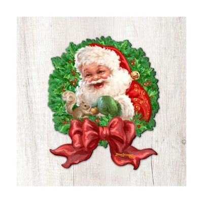 Designocracy Santa Bow Wreath Christmas Outdoor Dcor Large Ornament by D. Gelsinger - 8461014M-1309