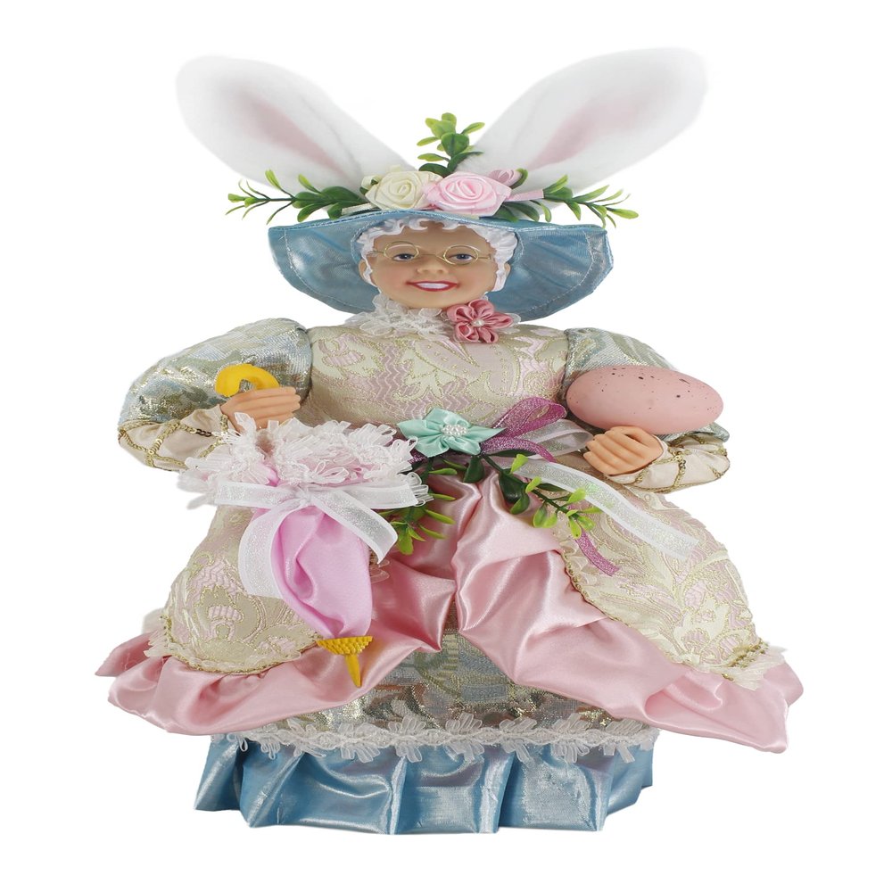 19" Mrs. Pink Parasol Pastel Green, Pink, White Easter Egg Collectible Spring Home Dcor Figurine Decoration 402102