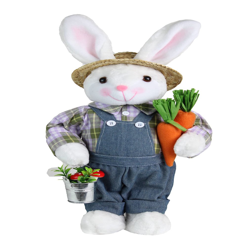 19" Farmer Bunny Rabbit Spring Easter Collectible Home Dcor Figurine Decoration 402015