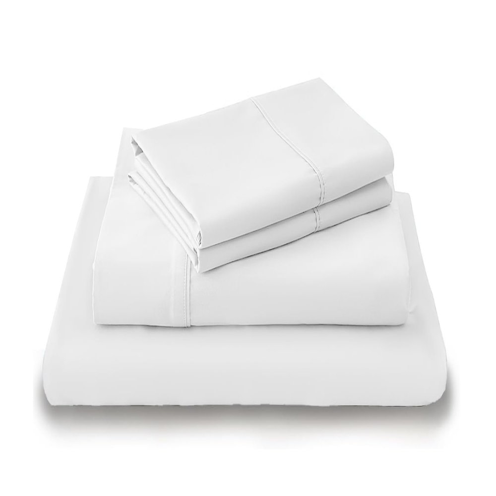 LuckShree King Giza Sheet Set- 100% Organically Grown Giza Egyptian Cotton, 4-Piece 15-inch Deep Pockets Ultra Soft Sheets - White