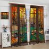 Landscape Decorative Curtains,Autumn Forest Waterfall Rustic Window Curtains Bedroom Living Room Kitchen 2pcs Set 52x84in view 4