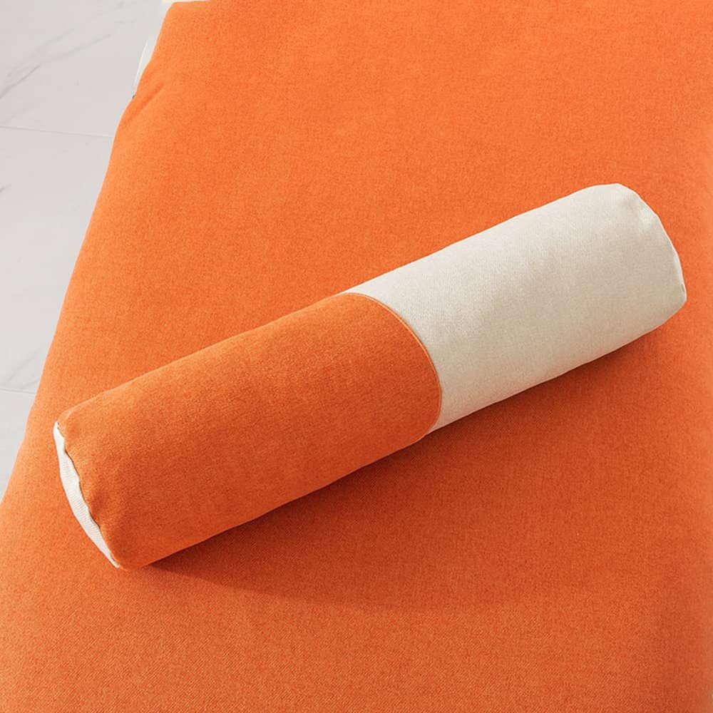Flush of Dawn Washable Cotton Linen Long Bolster Pillow, Sofa Round Roll Pillow Cervical Pillows for Neck Pain Knees Feet Rest Cylinder Round Cushion (6315cm/24.8"5.91", Orange)