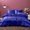 Cloud Fino Silk Satin Sheet Set 7pc Sheet Set (15" Deep Pocket, Flat Sheet, Duvet Cover & Pillowcases - Olympic Queen, Royal Blue) view 1