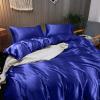 Cloud Fino Silk Satin Sheet Set 7pc Sheet Set (15" Deep Pocket, Flat Sheet, Duvet Cover & Pillowcases - Olympic Queen, Royal Blue) view 2