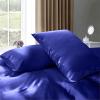 Cloud Fino Silk Satin Sheet Set 7pc Sheet Set (15" Deep Pocket, Flat Sheet, Duvet Cover & Pillowcases - Olympic Queen, Royal Blue) view 3