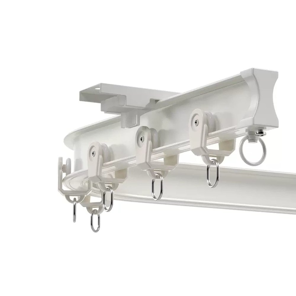 SRNSAEB Curved Curtain Track Ceiling Mount, Heavy Duty Aluminum Flexible Room Divider Rails System, 6.5 8 10 11.5 13 15 20 23 26 ft Long (Color : White, Size : 1.5m/4.9ft)