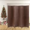 6 Panel Room Divider Handwork Wood Mesh Woven Room Dividers and Folding Privacy Screens with Double Sides Weaved, Foldable Portable Room Partitions and Dividers for Bedroom,Office,Home(Brown) view 1