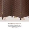 6 Panel Room Divider Handwork Wood Mesh Woven Room Dividers and Folding Privacy Screens with Double Sides Weaved, Foldable Portable Room Partitions and Dividers for Bedroom,Office,Home(Brown) view 2
