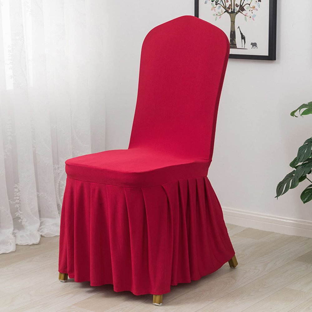 YOPOIY Chair Covers for Wedding Banquet Dining Room Removable Chair Slipcovers Living Room Parson Chair Covers 10 20 50 PCS Washable Chair Protector -red-1-50PCS