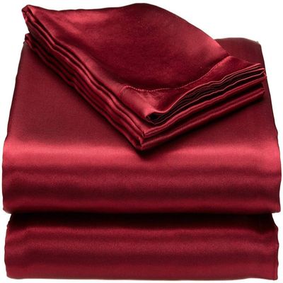 Silk Satin Comorter | Box Stitched Comforter | 300 GSM Filling | Down All-Season Comforter | Luxurious Hotel Quality Quilt | Machine Washable | Ultra Soft Fluffy Bedding.(Burgundy,Twin/Twin XL)