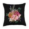 Tropical Leopard Initial Letter G Monogram Maroon Floral Throw Pillow view 1