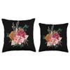 Tropical Leopard Initial Letter G Monogram Maroon Floral Throw Pillow view 3