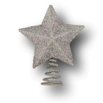 MINI Christmas Tree Ornaments for Tiny Tree (Silver Glitter Star Mini Tree Topper)