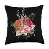 Tropical Leopard Initial Letter L Monogram Maroon Floral Throw Pillow view 1