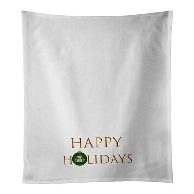 Caroline's Treasures CK9589WTKT Odis Dog - Dog Face Happy Holidays Christmas White Kitchen Towel Set of 2 Dish Towels Decorative Bathroom Hand towel for Hand, Face, Hair, Yoga, Tea, Dishcloth, 19 X 25