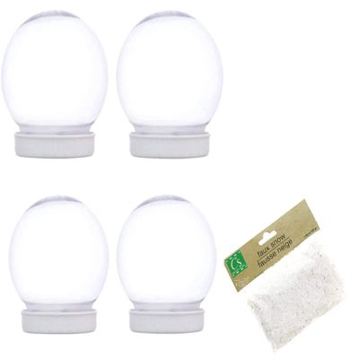 Spreading Love 2 You-Pckage of (4)- 4 inch Plastic Snow Globes + (1) Pack Fake Snow-Great for Holiday Expressions Like Christmas.