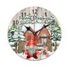 LetusZhogo 12 Inch Round Christmas Wooden Wall Clock Winter Gnome Farm Christmas Tree Merry Christmas Non Ticking Silent Battery Operated Home Decor for Bedrooms,Living Room,Office view 1