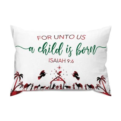 Black And Red Buffalo Plaid Decorative Lumbar Pillow Covers Cases for Unto Us A Child Is Born Isaiah 9 6 Rectangular Accent Throw Pillow Covers Cushion Cover for Couch Bed Sofa Living Room,20x30in