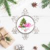 2022 Baby's First Dinosaur Santa White Snowflake Ornaments Jurassic Velociraptor Dino Holiday Decoration Boy and Girl Silver Christmas Ornament Newborn Baby Girl Boy Gifts for Baby Parents view 3