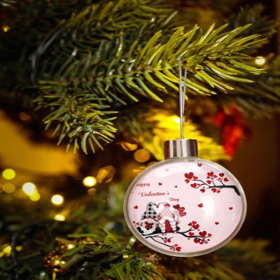 Christmas Ball Ornaments,Valentine's Day Gnome Heart Branch Plaid Pink Back Christmas Tree Hanging Decoration Shatterproof Plastic Baubles,Romantic Red Hearts Xmas Tree Pendants for Holiday Party