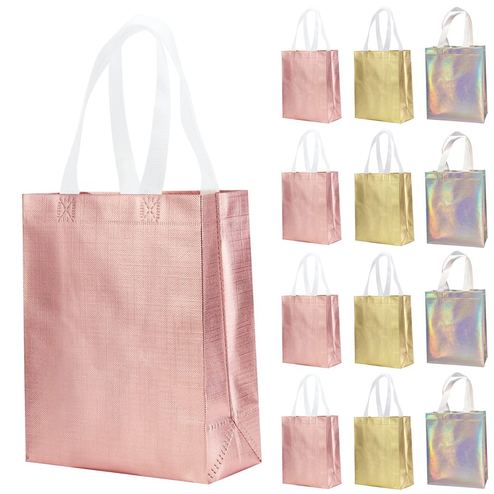 12 Pcs Non-woven Reusable Gift Bags With Handles for Party Favor 8W x 4L x10H Size