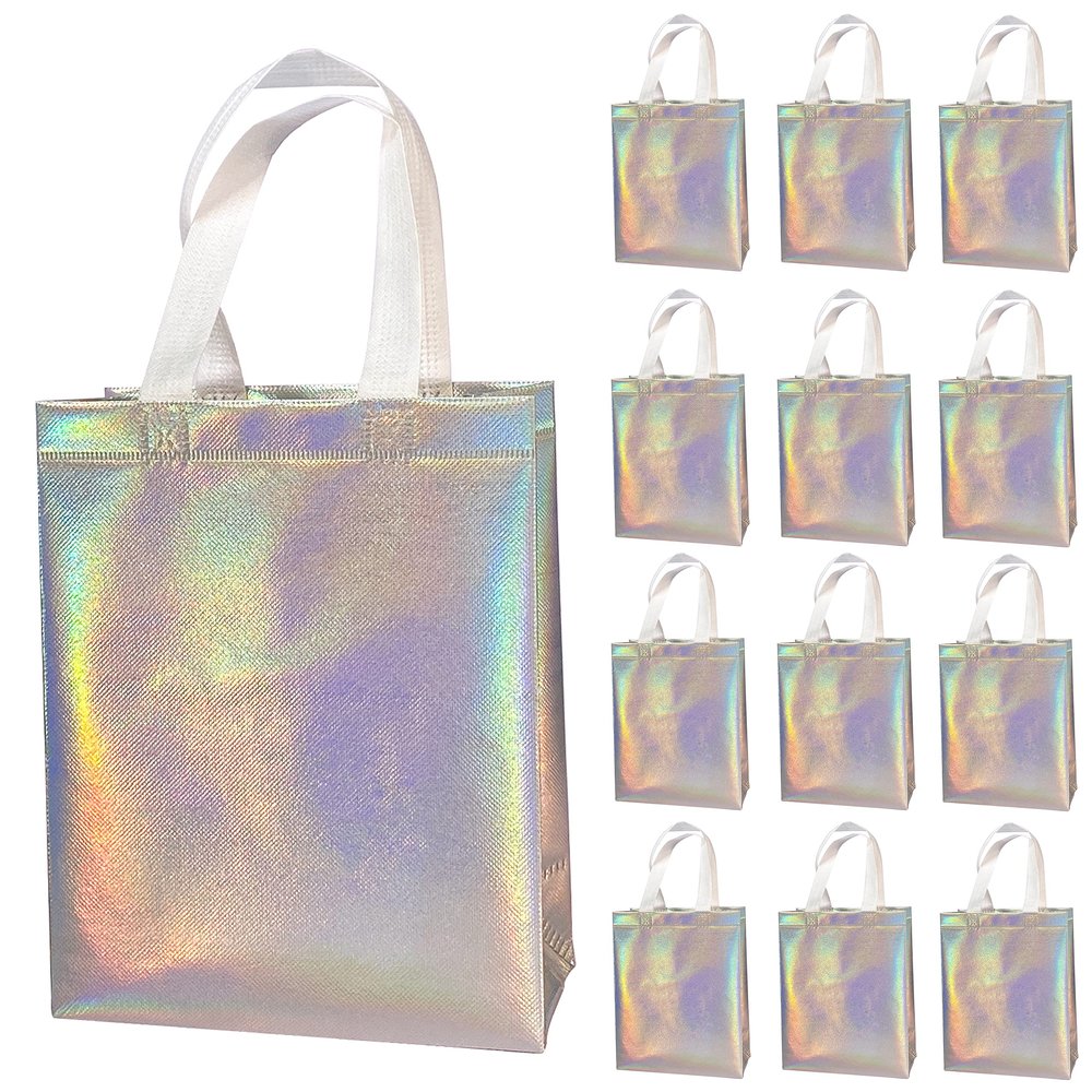 LOOKSGO 12 Pcs Non-woven Reusable Gift Bags With Handles for Party Favor 8W x 4L x10H Size