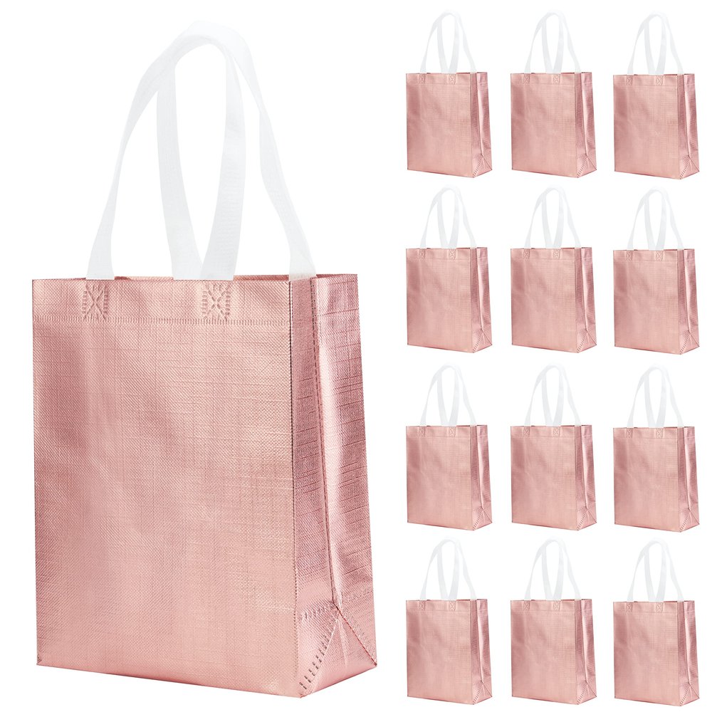 LOOKSGO 12 Pcs Non-woven Reusable Gift Bags With Handles for Party Favor 8W x 4L x10H Size