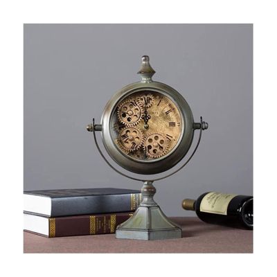 Clock Vintage Desk Clock, Industrial Art Iron Gear Table Clock, Decorative Tabletop Clock for Home Office Decor Elegant