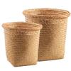 ARTIBETTER 2pcs Seagrass Waste Basket Woven Trash Can Garbage Container Bin Wicker Rattan Laundry Hamper Plant Pot Holder Sundries Storage Basket for Kitchen Bathroom Home Office view 1