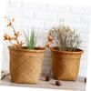 ARTIBETTER 2pcs Seagrass Waste Basket Woven Trash Can Garbage Container Bin Wicker Rattan Laundry Hamper Plant Pot Holder Sundries Storage Basket for Kitchen Bathroom Home Office view 3