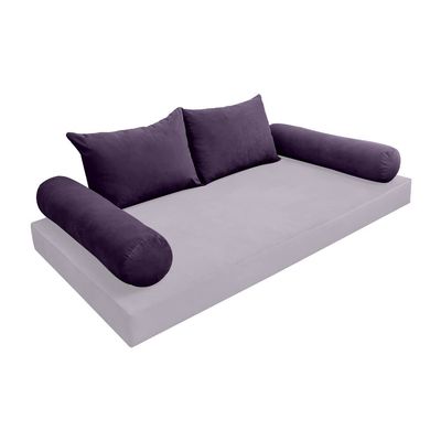 Cover ONLY Model V4 Twin Velvet Knife Edge Indoor Daybed Cushion Bolster - AD339