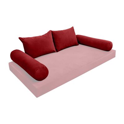 Cover ONLY Model V4 Twin Velvet Knife Edge Indoor Daybed Cushion Bolster - AD369