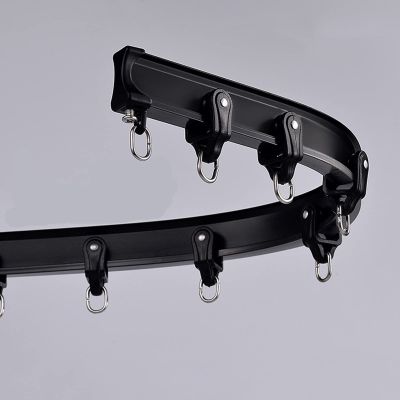 6 8 10 12 14 16 18 20 30 40 50 Ft Curtain Rail Track Black 3.3M/10.8FT , L/U/Arc Shape Flexible Curved Curtain Railing for Doorway/Closet/Restaurant/Hotel CommercialDouble rail side mounting