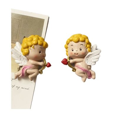 2pcs 3D Cupid Little Angel Archery Love Magnetic Refrigerator Sticker Stereo Resin Creative Design Message Board Notes Kitchen Home Decorations Gift