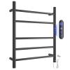 Aetoxb 5-Bar Heated Towel Rack Wall Mounted, Electric Bathroom Towel Warmer Rack with Built-in Timer, Plug-in Matte Black Stainless Steel Towel Dryer for Bathroom, Matte Black view 1