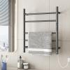 Aetoxb 5-Bar Heated Towel Rack Wall Mounted, Electric Bathroom Towel Warmer Rack with Built-in Timer, Plug-in Matte Black Stainless Steel Towel Dryer for Bathroom, Matte Black view 2