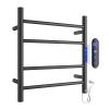 Aetoxb 4-Bar Heated Towel Rack for Bathroom, Wall-Mounted Electric Towel Warmer Rack with Timer, Plug-in Stainless Steel Towel Dryer, Matte Black view 1