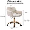 KCC Faux Fur Office Desk Chair, Comfy Swivel Armchair with Wheels, Upholstered Fuzzy Vanity Chair, Adjustable Height, White view 3